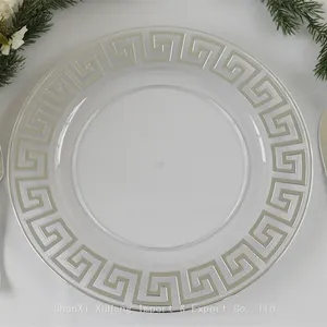 Reusable 13 Inch Gold or Silver Transparent Plate Party Decoration Plastic Charger Plates thumbnail-5