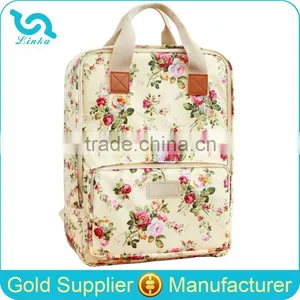 Brand Designer Flower Printing Diaper Backpack Waterproof Oilcloth Diaper Backpack Bags 2015 thumbnail-1