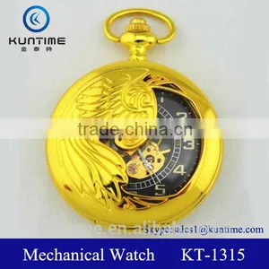 Www Ebay Com Wholesale Pocket Watch in Bulk Gold Phoenix Pattern Digital Mechanical Pocket Watch thumbnail-1