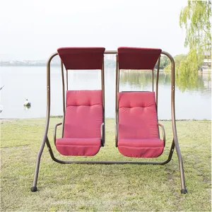 Outdoor Good Quality Durable 2-seat Swing Chair With Padded Cushion and Adjustable Canopy thumbnail-1