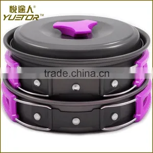 10pcs Lightweight Outdoor Camping Hiking Cookware Backpacking Cooking Picnic Bowl Pot Pan Set thumbnail-1