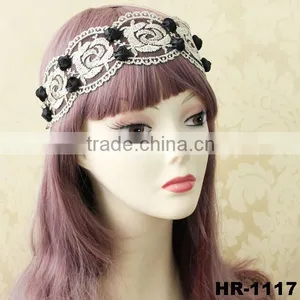 Rose Lady Women Girls Elegent Lace Elastic Sun Flower Design Hair Head Band Accessories Headband thumbnail-1