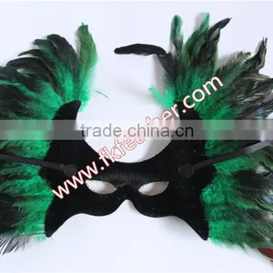 New Products 2016 Venetian Green Cock Feather Mask With Cloth Halloween Mask For Party And Stage Decoration thumbnail-5