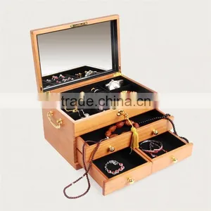 Luxury Handmade Wooden Jewelry Box With Mirror Home Decoration thumbnail-3