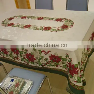 100% Polyester TC CVC Table Cloth WITH RUFFLES,LACE,WATER RESISTANT ,HEAT RESISTANT,WATER PROOF thumbnail-1