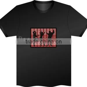 EL T-Shirt Sound Activated Flashing T Shirt Light Up Down Music Party Equalizer LED T-Shirt Interchangeable Short Black Tshirt thumbnail-2