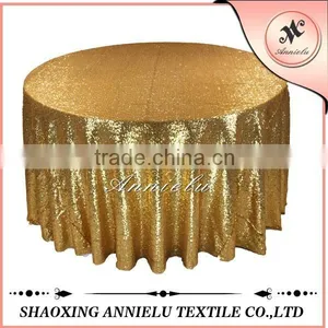 Fancy 120" Wedding Gold Round Sequin Tablecloth thumbnail-1