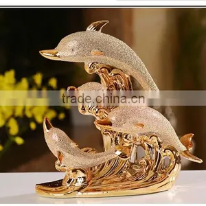 2016 Wholesale Ceramic Gold-plated Dolphin Luxury Home Decor thumbnail-5