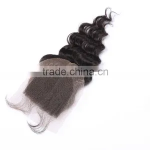 7a Peruvian Deep Wave Closure 4*4 Deep Curly Peruvian Virgin Hair Closure Cheap Wet And Wavy Human Hair Closure Piece thumbnail-2