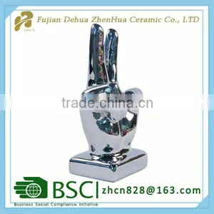 Electroplating Silver Hand Shape Custom Ceramic Souvenir thumbnail-2