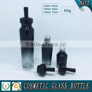 Black Colored Empty Cosmetic Packaging Glass Bottles and Jars thumbnail-3