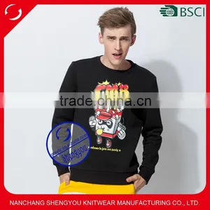 Custom 100% Fleece Polyester Men Black Pullover Printed Hoodie Sweatshirts thumbnail-1