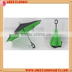 Windproof C-holder Double Layer Upside Down Reverse Umbrella for Car Quality Choice thumbnail-4