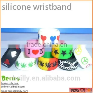 Custom Debossed Embossed Silk Print Ink-filled Colourful Silicone Wristbadn Bracelet thumbnail-2