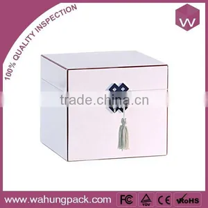 Square White Glossy Finishing Wooden KeyLock Gift Box For Jewellery thumbnail-1