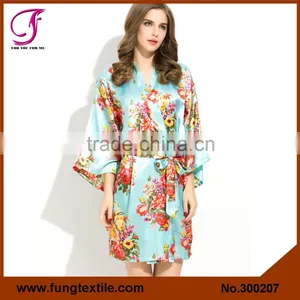 FUNG 3002 Women Satin Floral Kimono Robe thumbnail-5