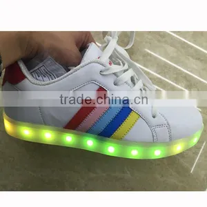 Fashionable White PU Led Light Sneakers Light and Soft for Men and Women Kids Runners thumbnail-3
