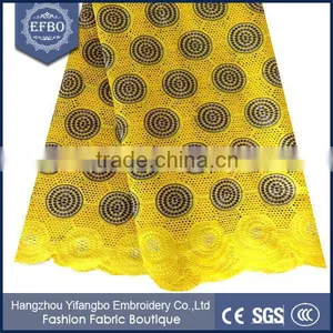 Chinese Supplier Nigeria Beaded Swiss Lace Fabric / Hight Quality Cotton Embroiderd Fabric For Wholesale thumbnail-3