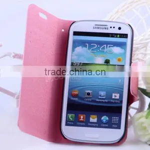 Good Quality Beauty Leather Wallet Case for Samsung Galaxy s3 Leather Skin Case thumbnail-1