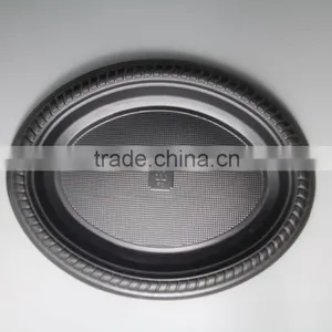 Hot Sale 7 *9inch Disposable Black PS Plastic Restaurant Oval Plate thumbnail-1