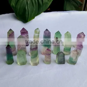 Top Quality Polished Rainbow Fluorite Crystal Points Purple&Green Fluorite Crystal Wand thumbnail-1