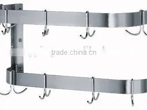 NSF Approval Stainless Steel Double Bar Pot Rack With Hooks thumbnail-4