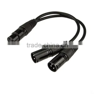 New 3pin XLR FEMALE Jack to Dual 2 MALE Plug Y SPLITTER Cable Adaptor 1 ft Cord thumbnail-1