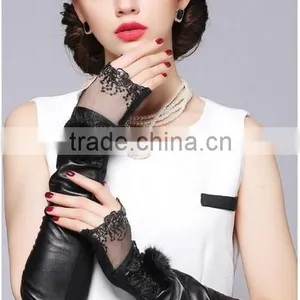 Sexy Lace Girls Long Gloves Leather Fur Girls Long Gloves thumbnail-5
