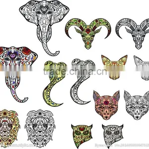 Full Colors and Black Animal Heads Temporary Skulls Tattoo for Man Arm thumbnail-1