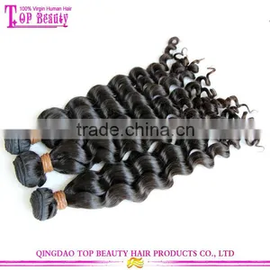 Double Drawn 100% Virgin Real Brazilian Hair Weft Cheap Deep Wave Human Hair Weft thumbnail-5
