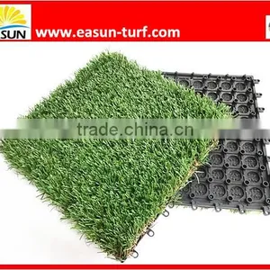 Plastic Flooring Cover Interlocking Synthetic Turf Tile thumbnail-1