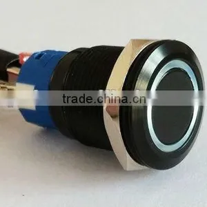 Ring Illuminated Black Color Latching Push Button Switch 19(dia.19mm) thumbnail-1