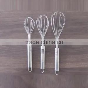 Manual Stainless Steel Mixer Beat Eggs Household Blender Bold Stainless Steel Round Bar Handle Small Medium Large Whisk D08 thumbnail-1