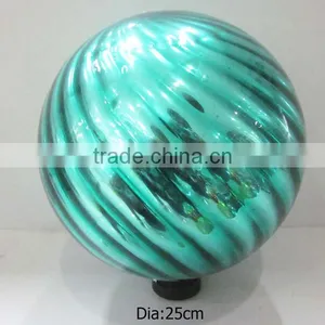 10" Hand Blown Blue Glass Garden Ball thumbnail-1
