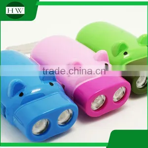 Cartoon Pig Animal Eco Mini Portable Plastic Hand Crank Pressing Led Torch Flashlight With Rope thumbnail-4