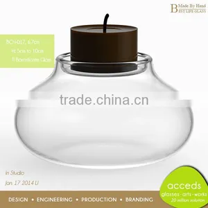Hot Selling OEM/ODM Borosilicate Clear Glass Candle Holder thumbnail-1