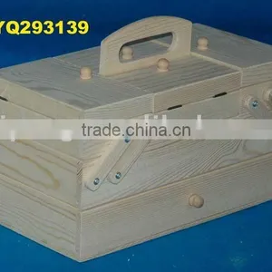 Cheap Pine Wooden Sewing Kit Box thumbnail-1