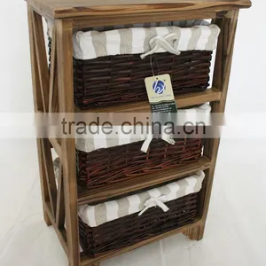 Living Room Cabinet With Woven Basket Wicker Basket Cabinet thumbnail-5