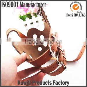 Genuine Leather Big Dog Muzzle Mesh Adjustable Dogs Muzzle Read Leather Muzzle Dog Anti Bites Bark thumbnail-1