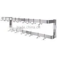 Commercial Stainless Steel Double Line Pot Rack With Hooks thumbnail-1