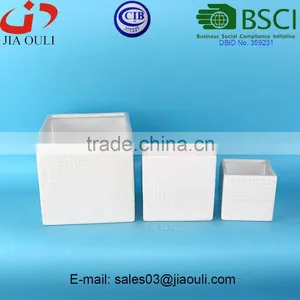 BSCI Certificate Factory Simple Design Square Ceramic Flower Pot, Cube Planter thumbnail-4