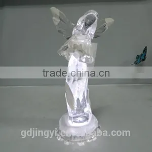 4.5V LED Light Acrylic Snow Holding Heart Angel for Valentines Decoration thumbnail-4