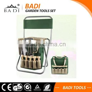 BADI 5 Piece Garden Tool Set Includes Folding Stool With Tool Bag Tools thumbnail-1