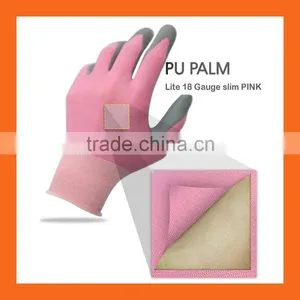 18 Gauge Ultra Lite Black Polyurethane Coated Gloves,Blue Nylon Working PU Gloves,Safety PU Palm Fit Gloves thumbnail-5