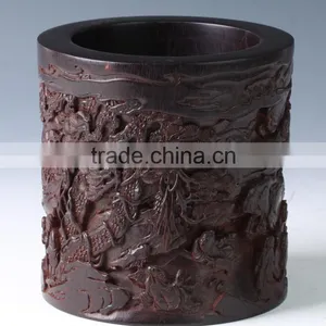Chinese Unique Wooden Carving Pencil Vase Brush Pot Handicraft thumbnail-2