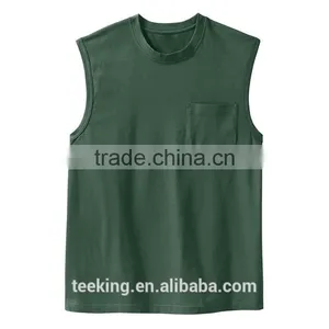 Fashion Bulk Blank Sleeveless Men T-shirt With Pocket thumbnail-1
