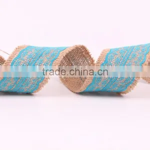 Jute Burlap Natural Hessian Ribbon With Lace Trim Wedding Rustic Vintage thumbnail-1
