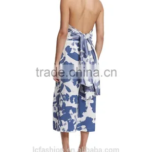 Blue and White Two Piece Blouse and Pants 2016 Ladies Elegant Clothing thumbnail-3