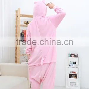 Coral Fleece Cartoon Adult Animal Jumpsuit Animal Pajamas Jumpsuit Pink Pig Design thumbnail-2