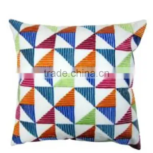 Multiple Triangle Shaped Design Embroidery Cushion Cover thumbnail-1